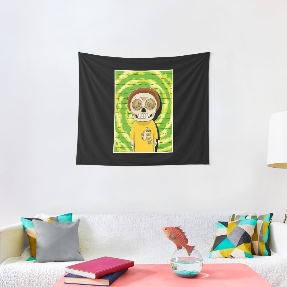 morty rick and morty skull Tapestry