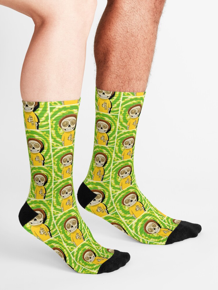 Alternate view of morty rick and morty skull Socks