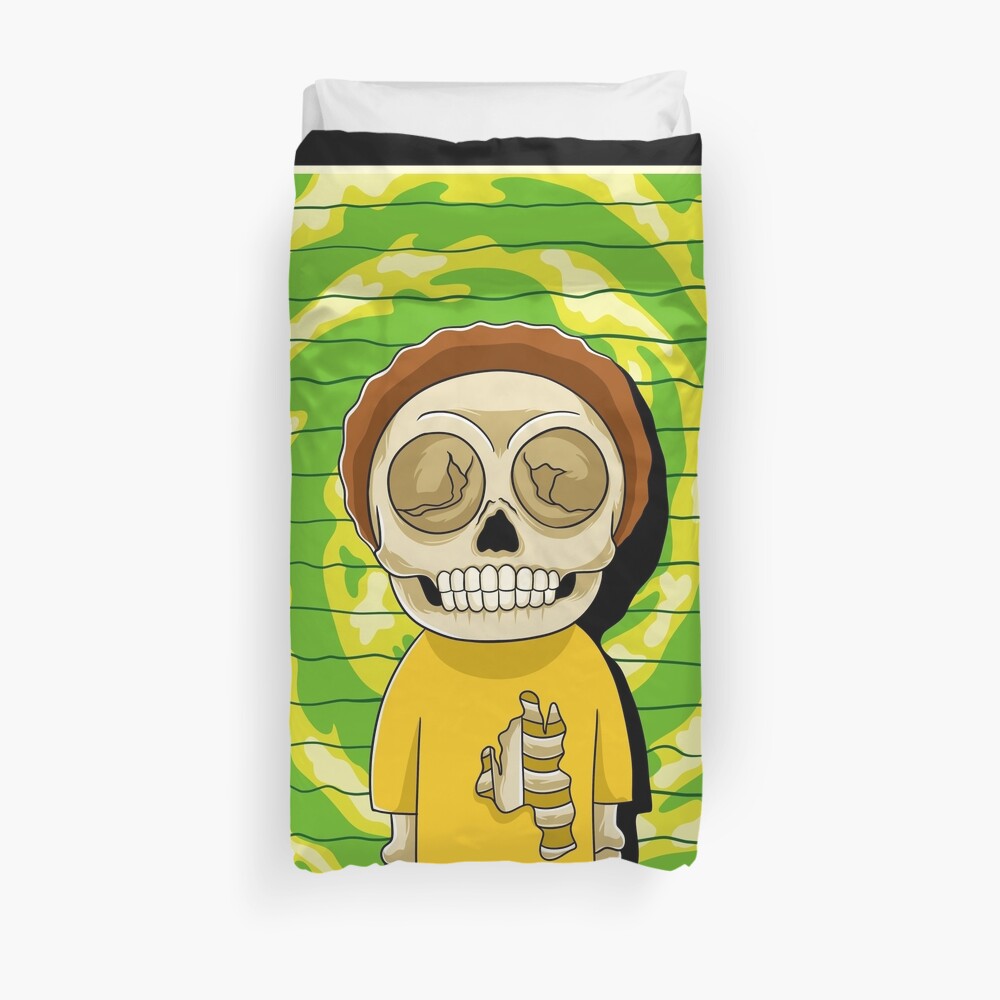 morty rick and morty skull Duvet Cover