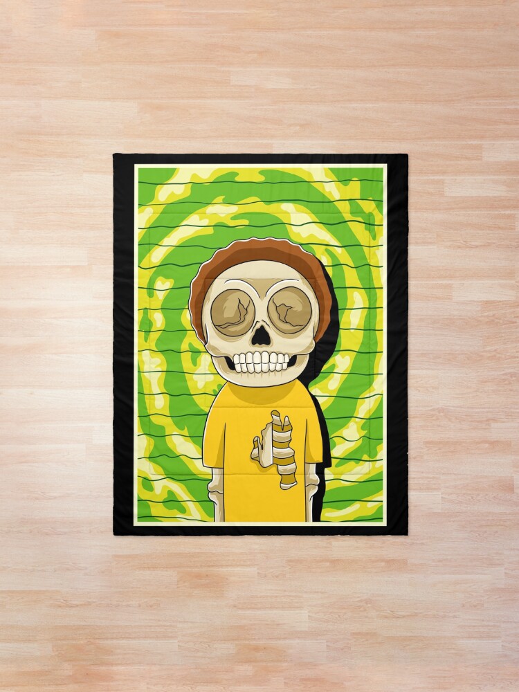 Alternate view of morty rick and morty skull Comforter