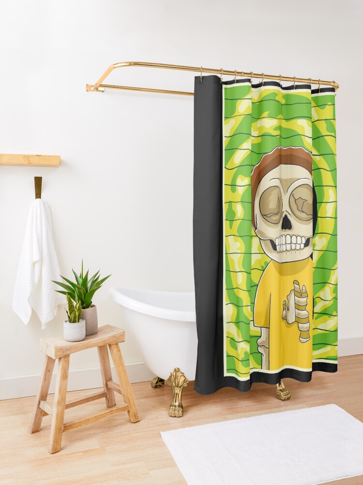 Alternate view of morty rick and morty skull Shower Curtain