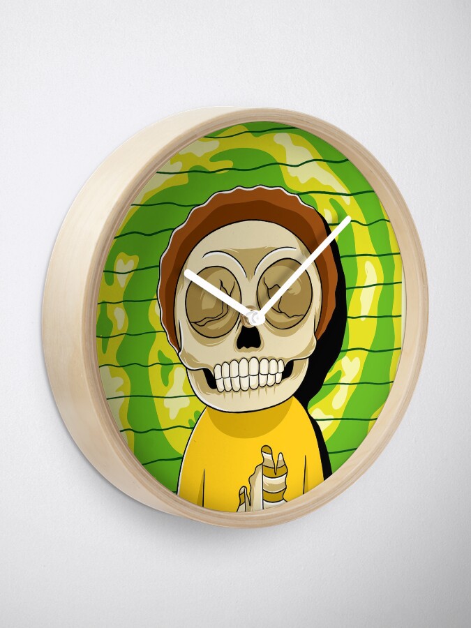 Alternate view of morty rick and morty skull Clock