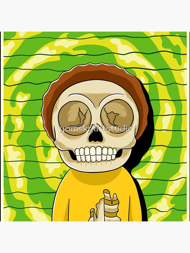 morty rick and morty skull by gomskyartstudio