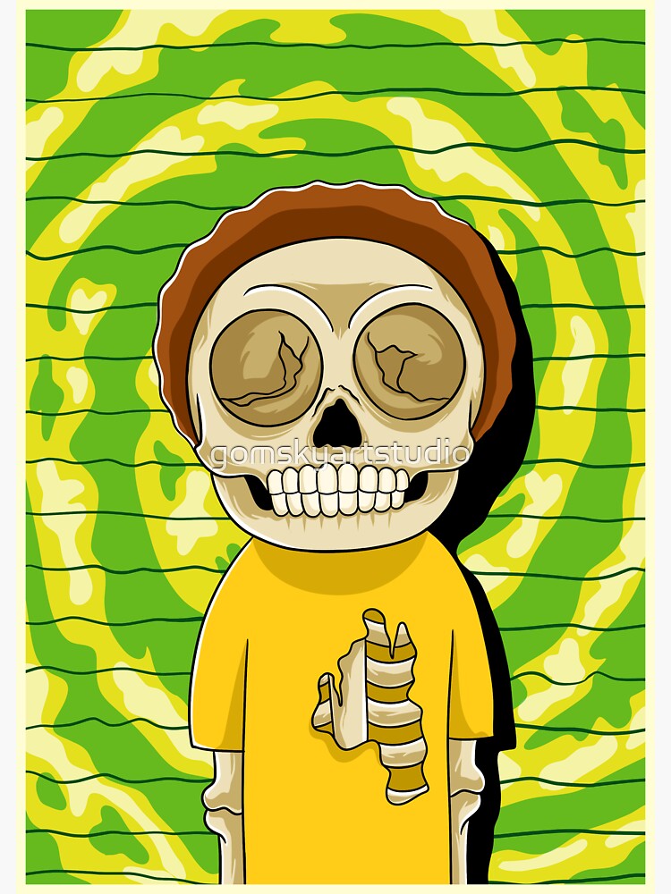 morty rick and morty skull by gomskyartstudio