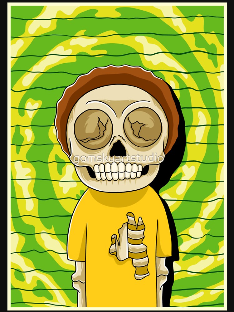 morty rick and morty skull by gomskyartstudio