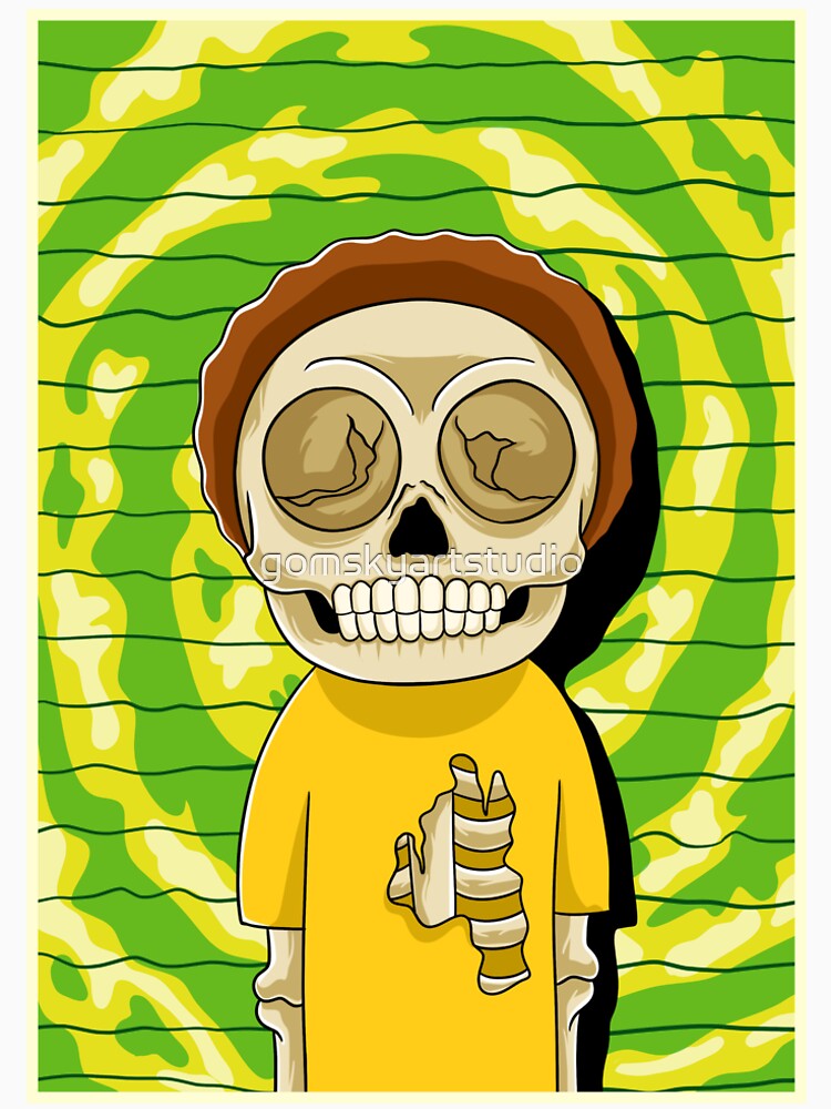 morty rick and morty skull by gomskyartstudio