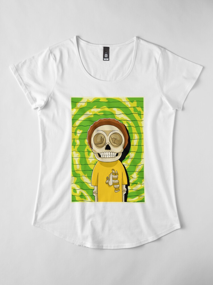 Alternate view of morty rick and morty skull Premium Scoop T-Shirt