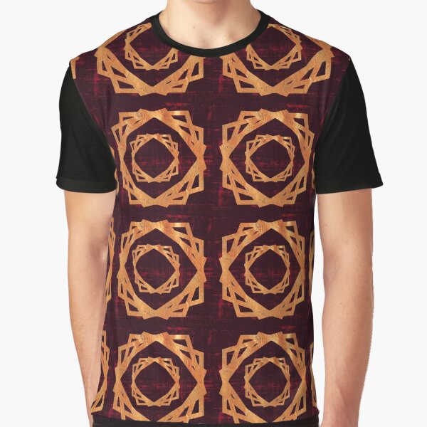 Golden Roses in Red Background | Elegant Pattern Graphic T-Shirt