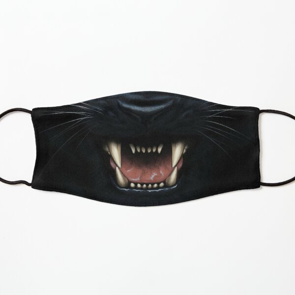 Black Panther Face aggressive showing teeth and tongue covering fit your face and nose Kids Mask