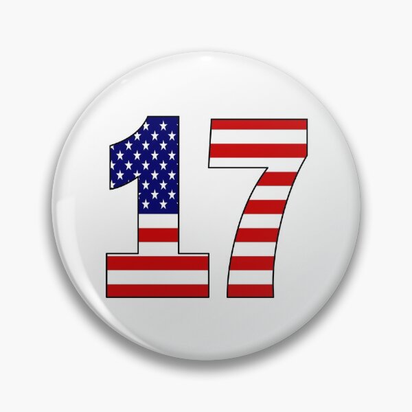 Artikelvorschau, Nummer 17 mit USA-Flagge im Hintergrund entworfen und verkauft von AllShirts21.