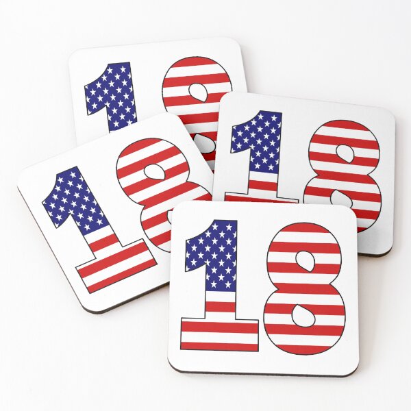 Item preview, Number 18 with USA flag on the background designed and sold by AllShirts21.
