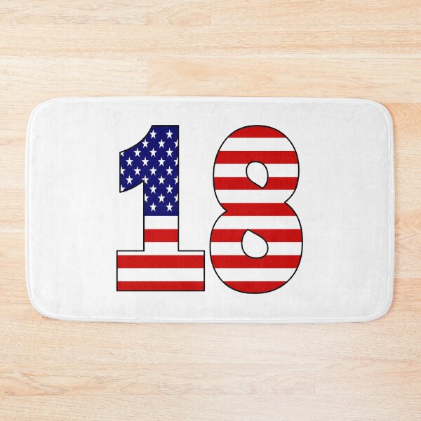 Item preview, Number 18 with USA flag on the background designed and sold by AllShirts21.