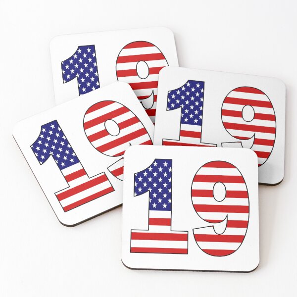 Item preview, Number 19 with USA flag on the background designed and sold by AllShirts21.
