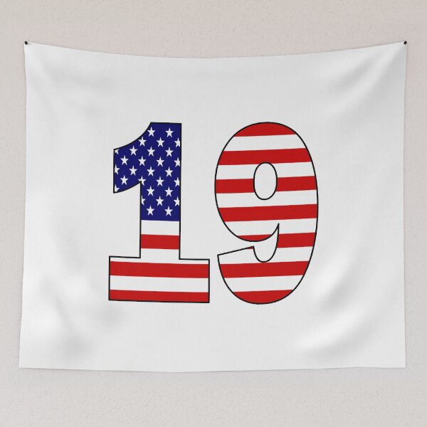 Item preview, Number 19 with USA flag on the background designed and sold by AllShirts21.