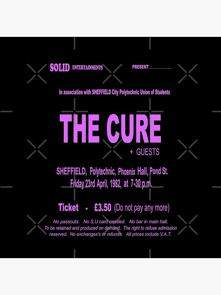 The Cure 1982 Retro UK Sheffield Gig Ticket - Long Pink Print. by TMcG-Prints