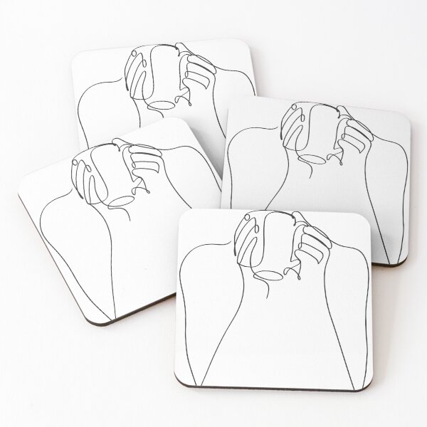 Item preview, Woman coffee one line drawing designed and sold by Tinteria.