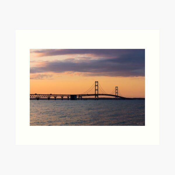 Item preview, Orange Dusk Mackinac Bridge designed and sold by mljdwhite.