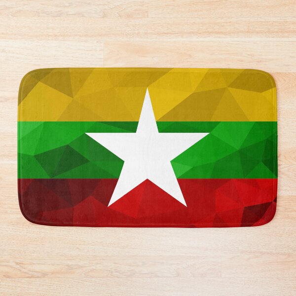 Item preview, Geometric Myanmar Flag Art – Modern Yellow, Green, and Red Star Design designed and sold by OrangePoly.
