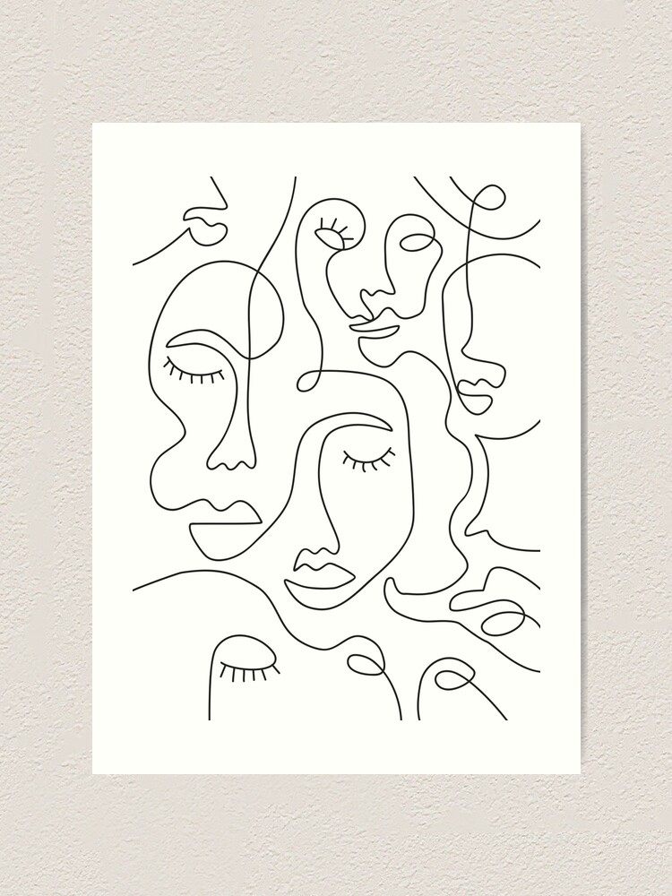 Abstract Faces Art Board Print for Sale by Tinteria