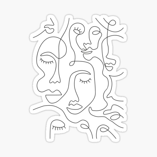 Abstract Faces Sticker for Sale by Tinteria