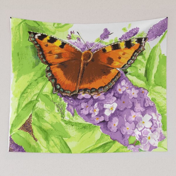 Item preview, Butterfly on purple flowers designed and sold by MaryAnneHarding.