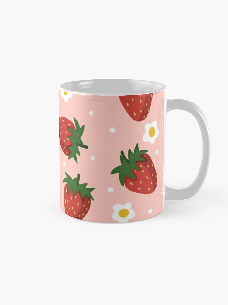 Cute Strawberry Cow Print Kawaii Aesthetic Pattern Front & Back Coffee Mug