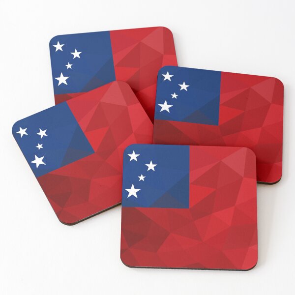 Item preview, Geometric Samoa Flag Art – Modern Red and Blue Star Design designed and sold by OrangePoly.