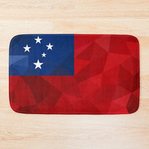 Item preview, Geometric Samoa Flag Art – Modern Red and Blue Star Design designed and sold by OrangePoly.