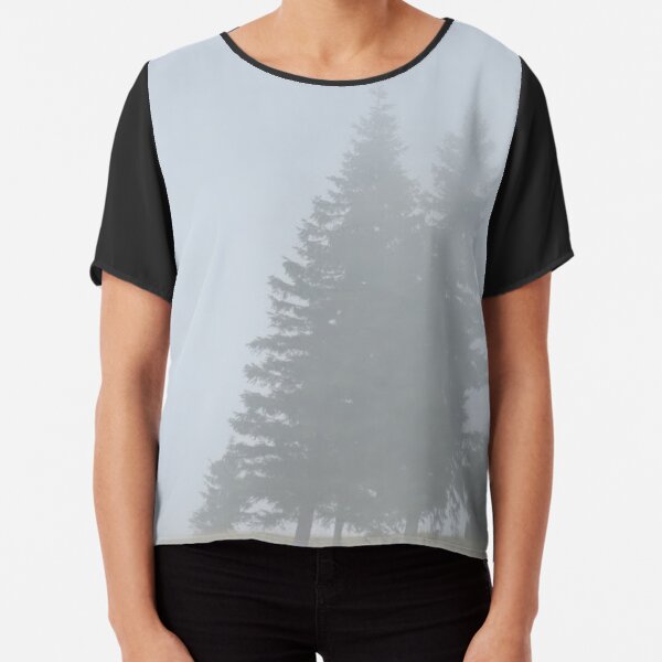 lonely trees in the morning mist Chiffon Top