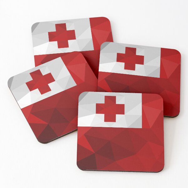 Item preview, Geometric Tonga Flag Art – Modern Red and White Cross Design designed and sold by OrangePoly.