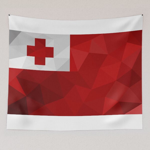 Item preview, Geometric Tonga Flag Art – Modern Red and White Cross Design designed and sold by OrangePoly.