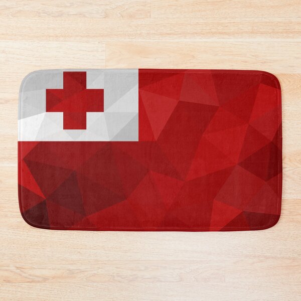 Item preview, Geometric Tonga Flag Art – Modern Red and White Cross Design designed and sold by OrangePoly.