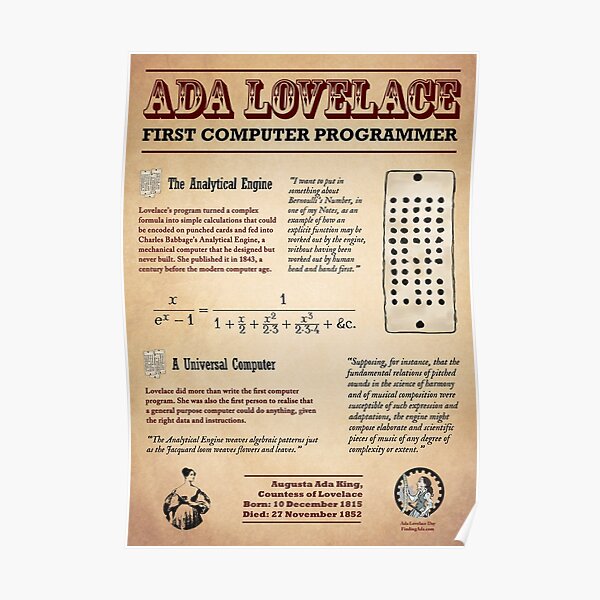 Ada Lovelace: First Computer Programmer Poster