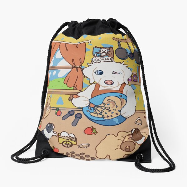 Item preview, double merle Australian Shepherd and two guinea pigs baking cookies designed and sold by Ivy Fox Illustration.