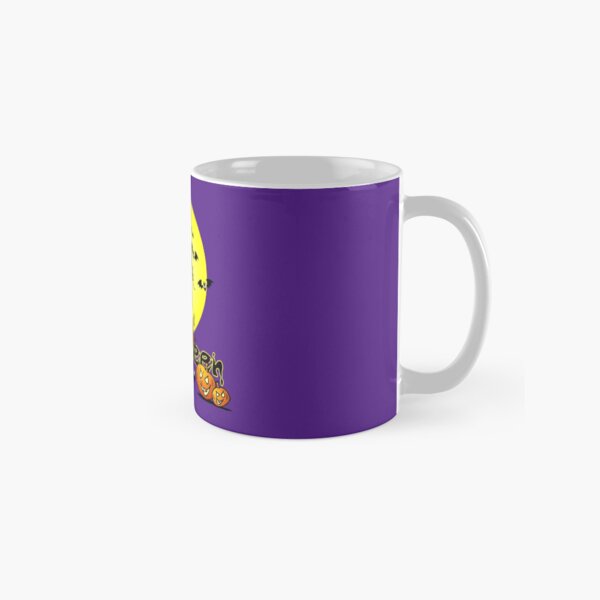 Halloween, witch on a broom, bats and pumpkins Classic Mug