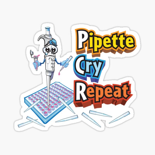 Item preview, Pipette Cry Repeat with Sad Cartoon Character and PCR Microplate - Funny Science designed and sold by Zit-Zat-Zot.