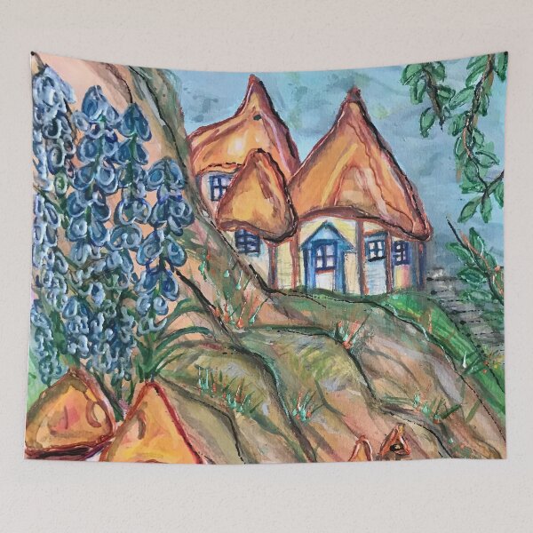 Item preview, gnome hills 2020 art painting fine art mysticladyart  designed and sold by mystic lady vintage art and fashion designs.