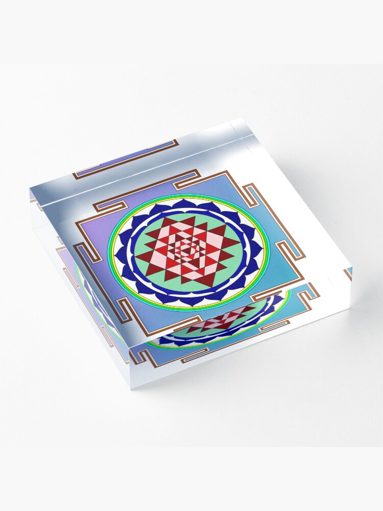 Alternate view of The Sri Yantra is a form of mystical diagram, known as a yantra, found in the Shri Vidya school of Hindu tantra. Acrylic Block