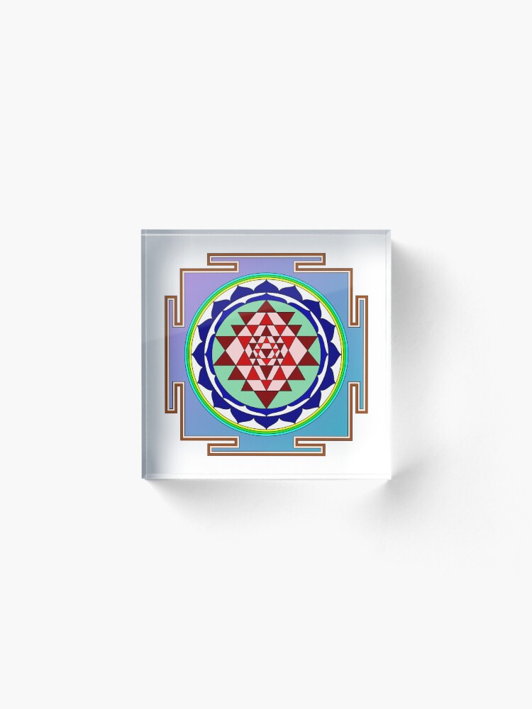 Alternate view of The Sri Yantra is a form of mystical diagram, known as a yantra, found in the Shri Vidya school of Hindu tantra. Acrylic Block
