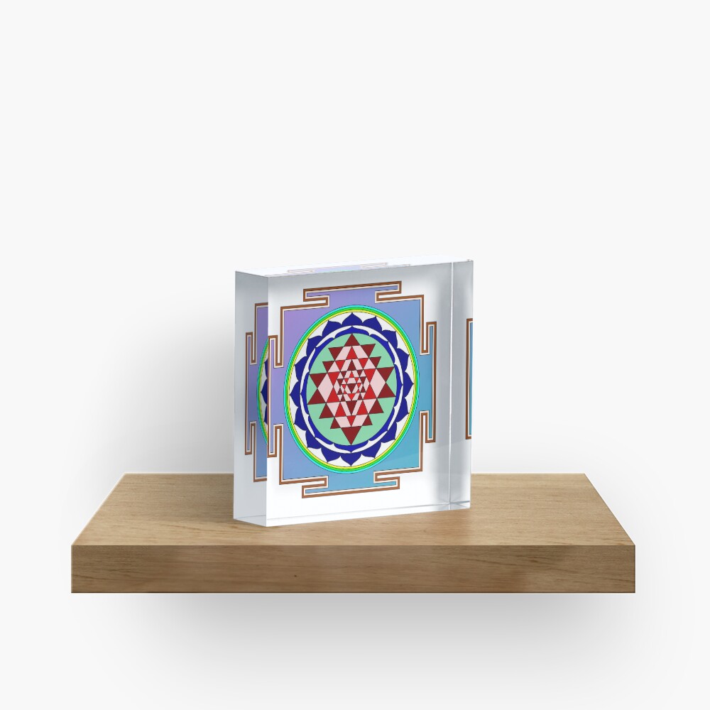 The Sri Yantra is a form of mystical diagram, known as a yantra, found in the Shri Vidya school of Hindu tantra. Acrylic Block