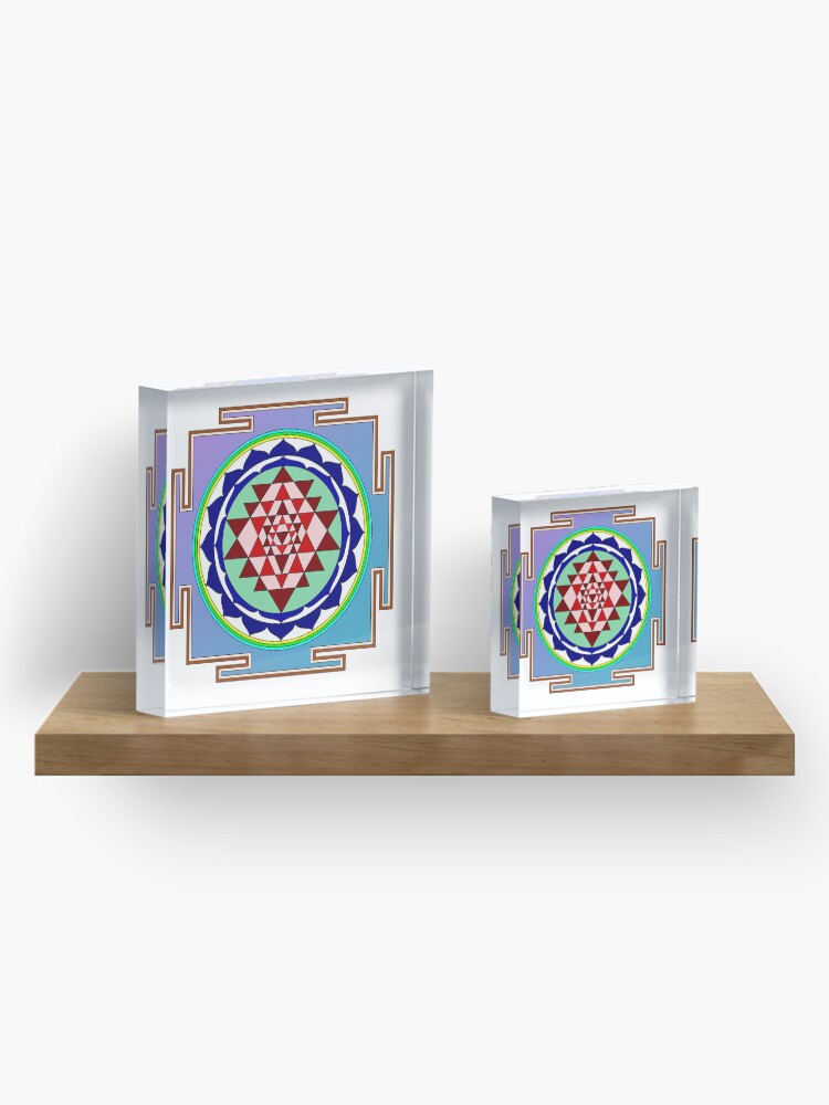 Alternate view of The Sri Yantra is a form of mystical diagram, known as a yantra, found in the Shri Vidya school of Hindu tantra. Acrylic Block