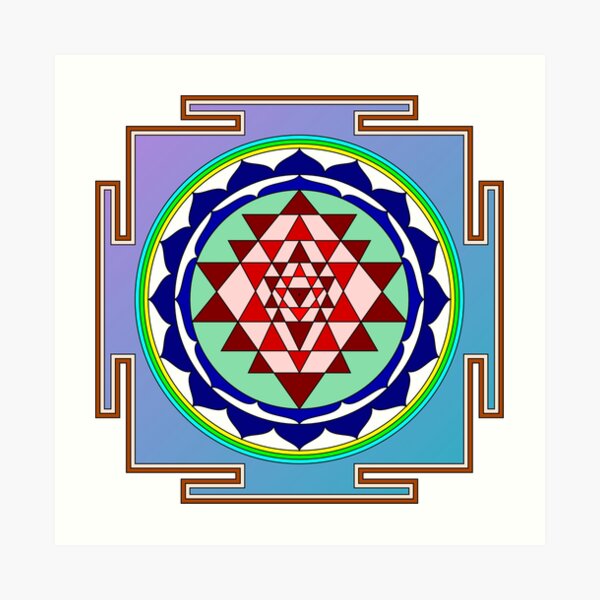 The Sri Yantra is a form of mystical diagram, known as a yantra, found in the Shri Vidya school of Hindu tantra. Art Print