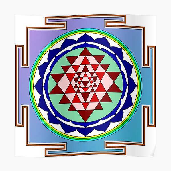 The Sri Yantra is a form of mystical diagram, known as a yantra, found in the Shri Vidya school of Hindu tantra. Poster