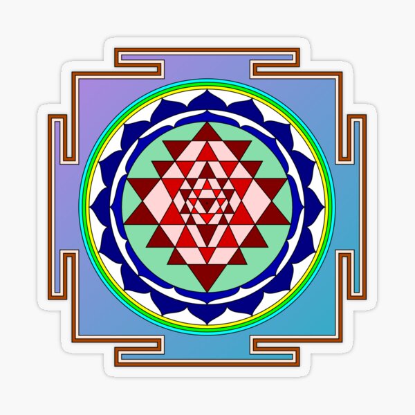 The Sri Yantra is a form of mystical diagram, known as a yantra, found in the Shri Vidya school of Hindu tantra. Transparent Sticker