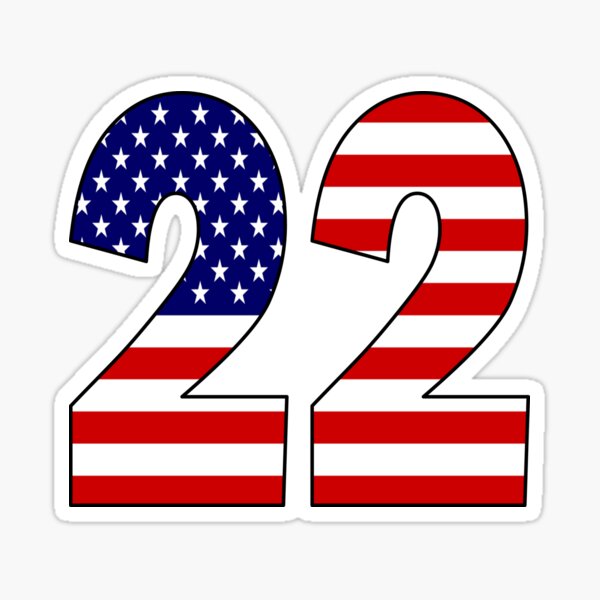 Number 22 with USA flag on the background | Poster