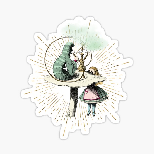 Item preview, Alice und die Raupe rauchen die Shisha Illustration - Erleuchtung designed and sold by ColorfulMystic.