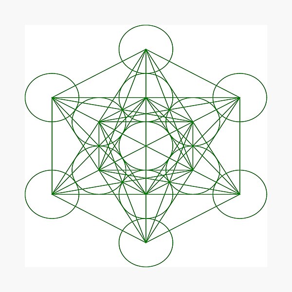 Metatron’s Cube contains every shape that exists within the universe. Those shapes are the building blocks of all physical matter, which are known as Platonic solids Photographic Print