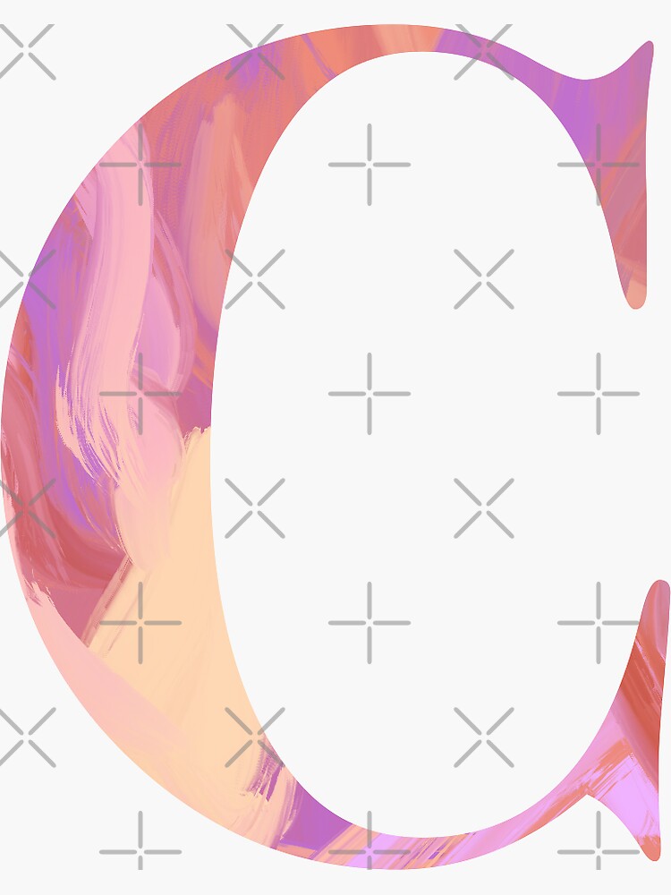 Letter C Monogram Sticker Blush and Purple Acrylic Paint by KatLangeDesign