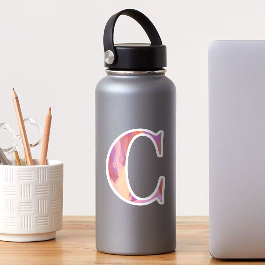 Letter C Monogram Sticker Blush and Purple Acrylic Paint Sticker