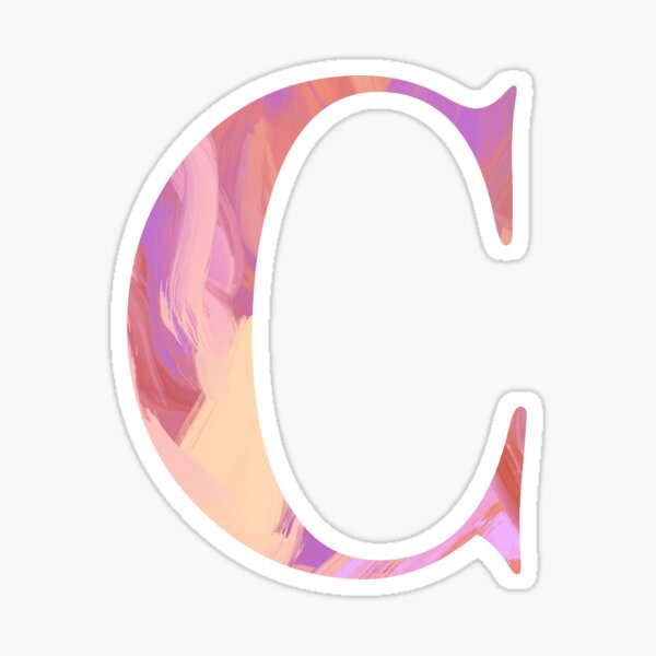 Letter C Monogram Sticker Blush and Purple Acrylic Paint Sticker